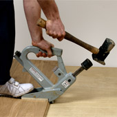 Wooden flooring can be secret nailed using a Potanailer.
