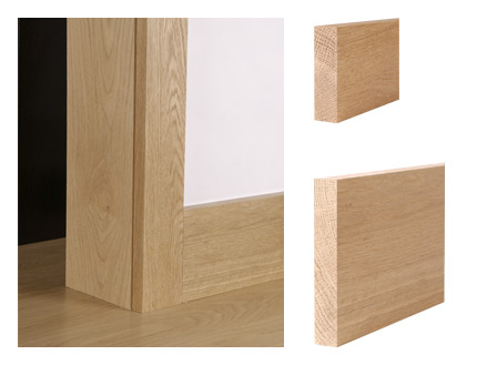 Solid oak square edge architrave and skirting board