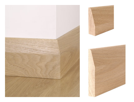 Solid oak chamfer round skirting board and architrave