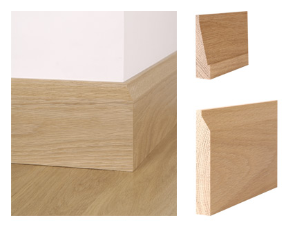 Solid oak contemporary skirting board and architrave