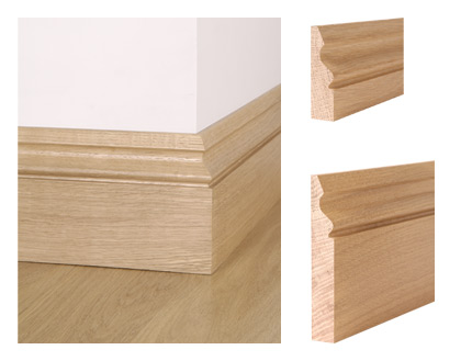 Solid oak ogee skirting board and architrave