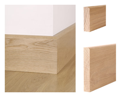 Solid oak pencil round skirting board and architrave