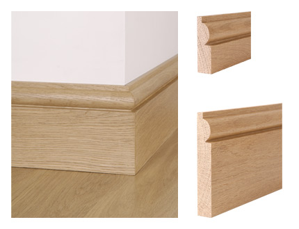 Solid oak torus skirting board and architrave